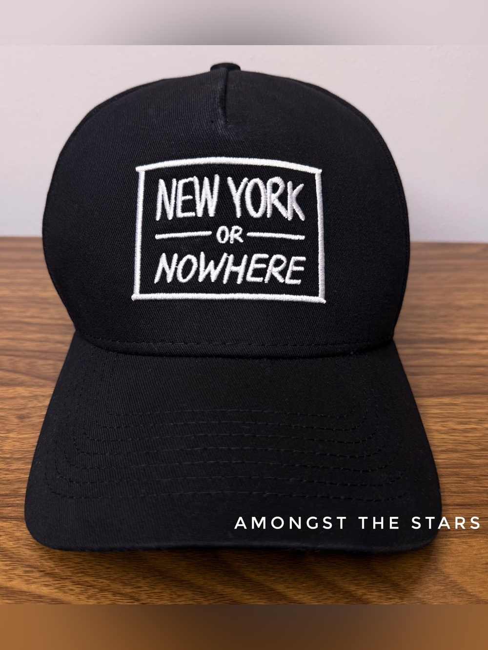 New York or Nowhere Embroidered Black & White Snapback Hat Cap